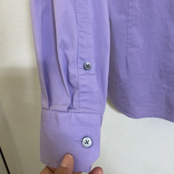 Express Men's Medium Long Sleeve Button Lavender Fitted Shirt with Stretch - Picture 6 of 9